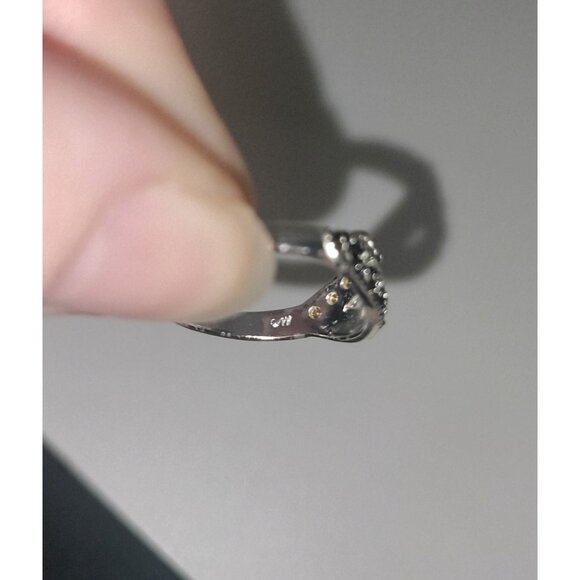 Holsted Midnight Ice 925 Sterling Silver CZ Black & White Stones Bypass Ring 6.5 - Picture 13 of 16